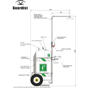 DAAOBX-8 Stainless Steel Portable Emergency Shower and Eye Wash Station Self Pressure 30Gallon