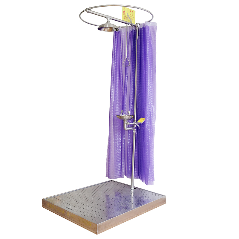 DAAO6602 Emergency Shower Eyewash Station with Curtain and Waste Water Collection Tray - Image 3